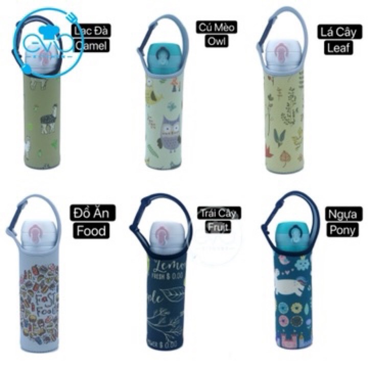 Túi Giữ Nhiệt In Hình Hoạ Tiết Có Quai Xách Tiện Lợi Cho Bình Đựng Nước 500 Ml
