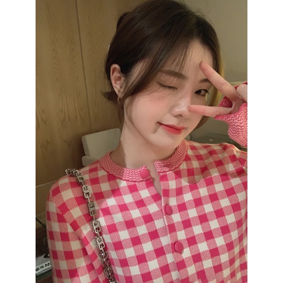 Áo Khoác Cardigan Dệt Kim Cổ Tròn Kẻ Sọc Kiểu Hàn Quốc Dễ Thương