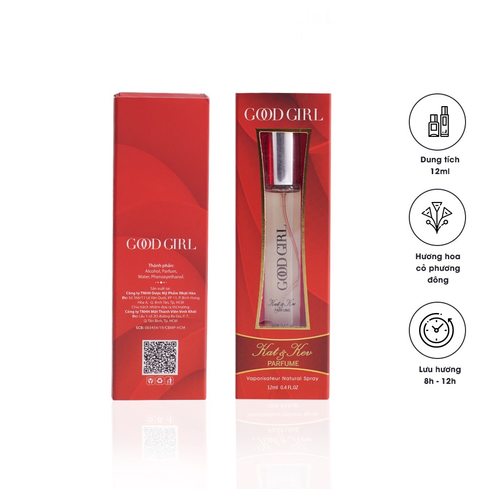 Nước hoa nữ Good Girl Kat &amp; Kev Parfume chiết xuất tự nhiên / Dầu thơm nữ hương thơm điệu đà, ngọt ngào (Chai 12ml)