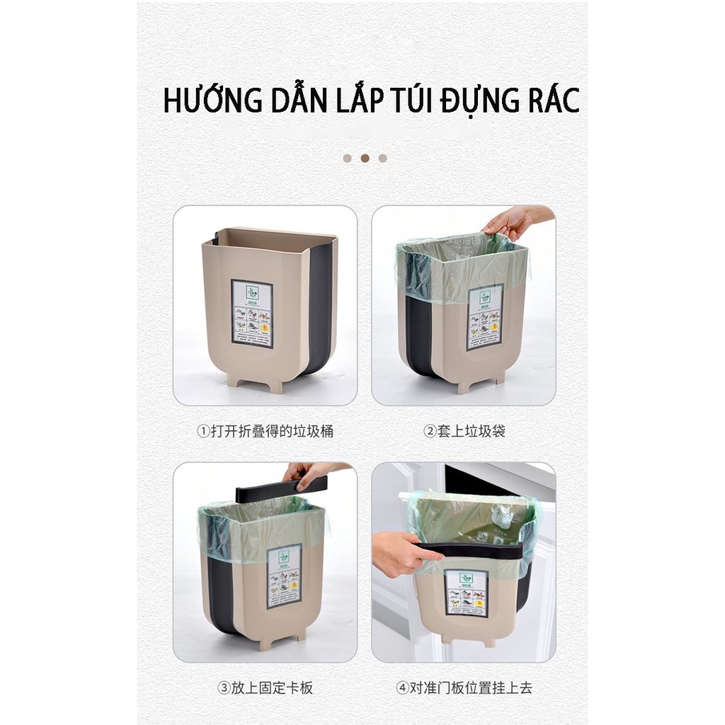 Thùng Rác Gấp Gọn Thông Minh Có Ngăn Để Túi Đựng Rác Tiện Lợi, Thùng Rác Treo Cạnh Tủ Bếp 2 Size Tiện Lợi