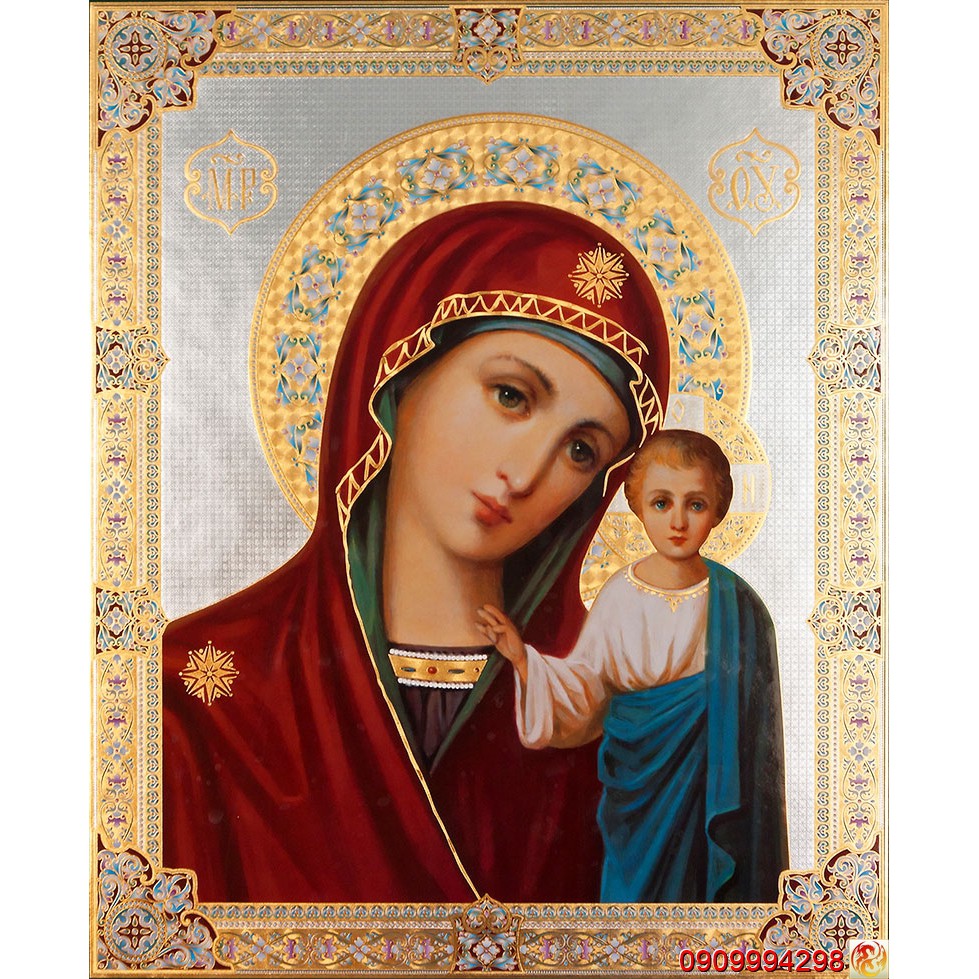 Tranh dán tường 3d hình Chúa Jesus, Hình Đức Mẹ Maria