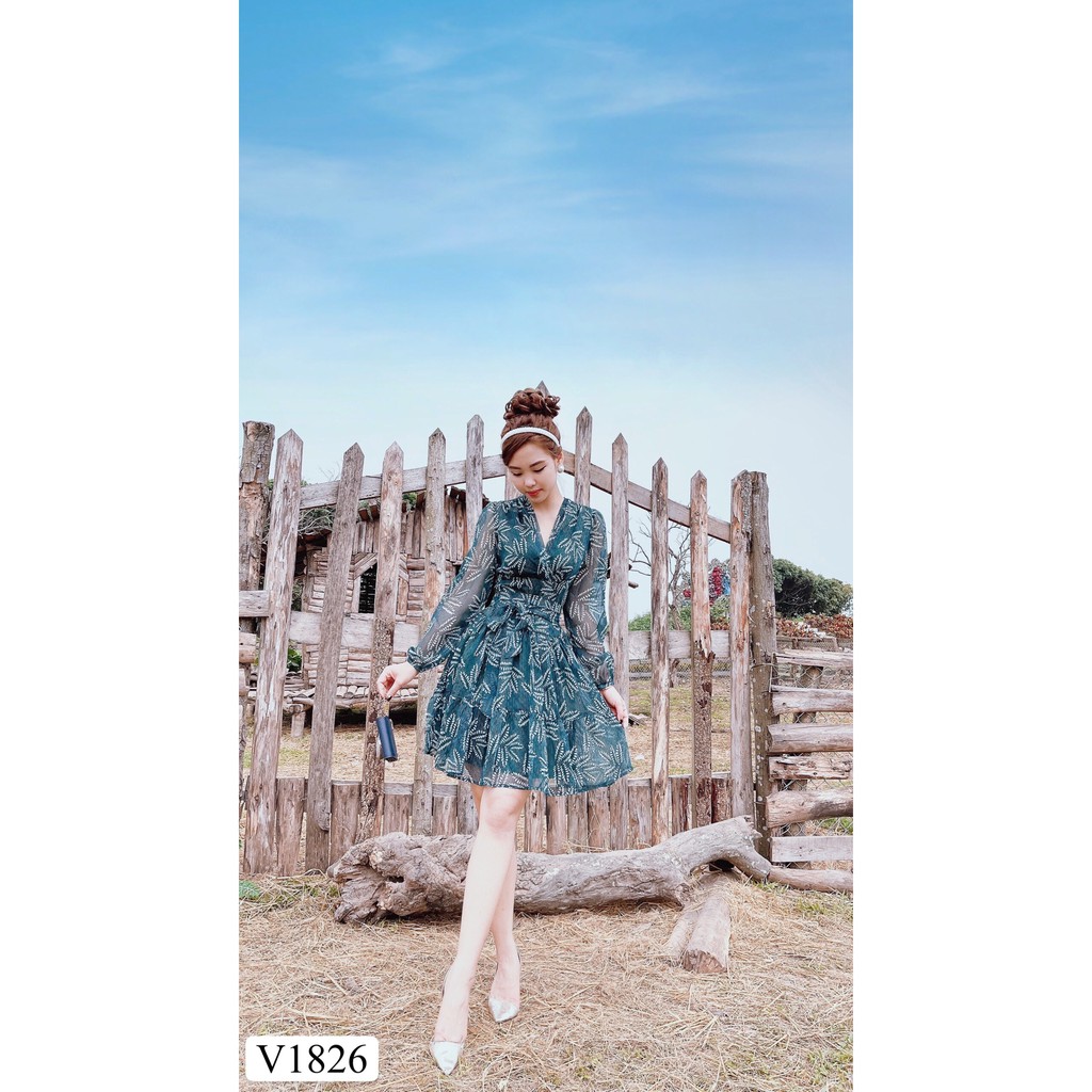 Váy xòe xanh tiểu thư V1826 - Đẹp Shop DVC (Kèm ảnh thật trải sàn do shop tự chụp) | BigBuy360 - bigbuy360.vn