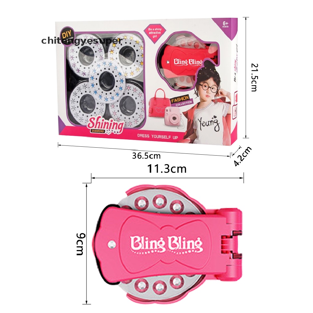 Chitengyesuper Hair Styling Decoration Kit Bling Diamond Stapler  Gems Drill Stickers Machine D CGS