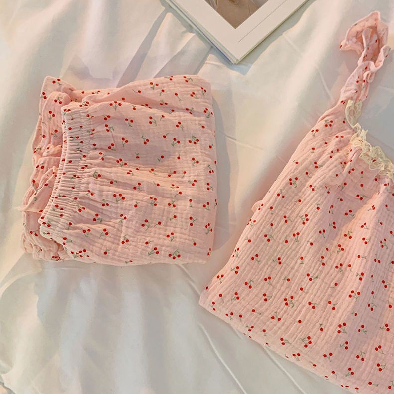 Jiashucheng Bộ Đồ Ngủ Áo Sát Nách Phối Quần Short Mỏng Màu Sắc Ngọt Ngào Phong Cách Hàn Quốc Thời Trang Mùa Hè Cho Nữ