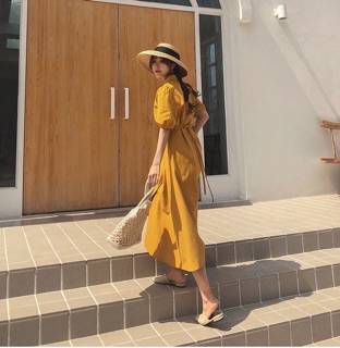 Đầm ulzzang tiểu thư vàng