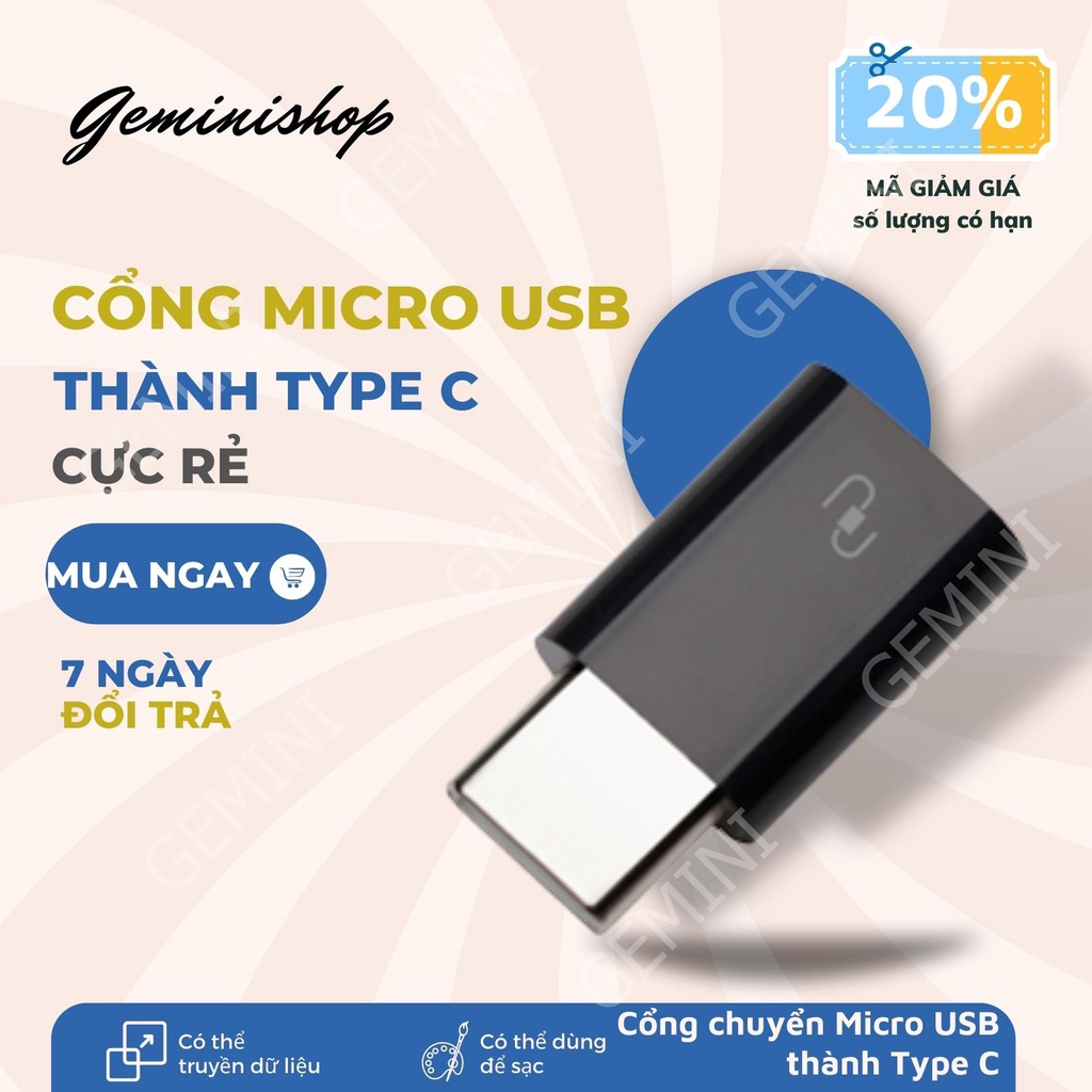 Đầu Chuyển Từ Micro Usb Qua USB Type C