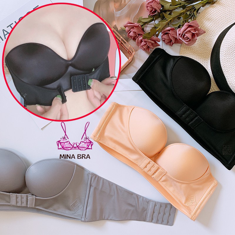 Áo Cup Ngực Cài Trước Mặc Áo Hở Vai Thời Trang MINABRA Áo Ngực Không Dây Chống Tụt Tạo Khe ACN01 | BigBuy360 - bigbuy360.vn
