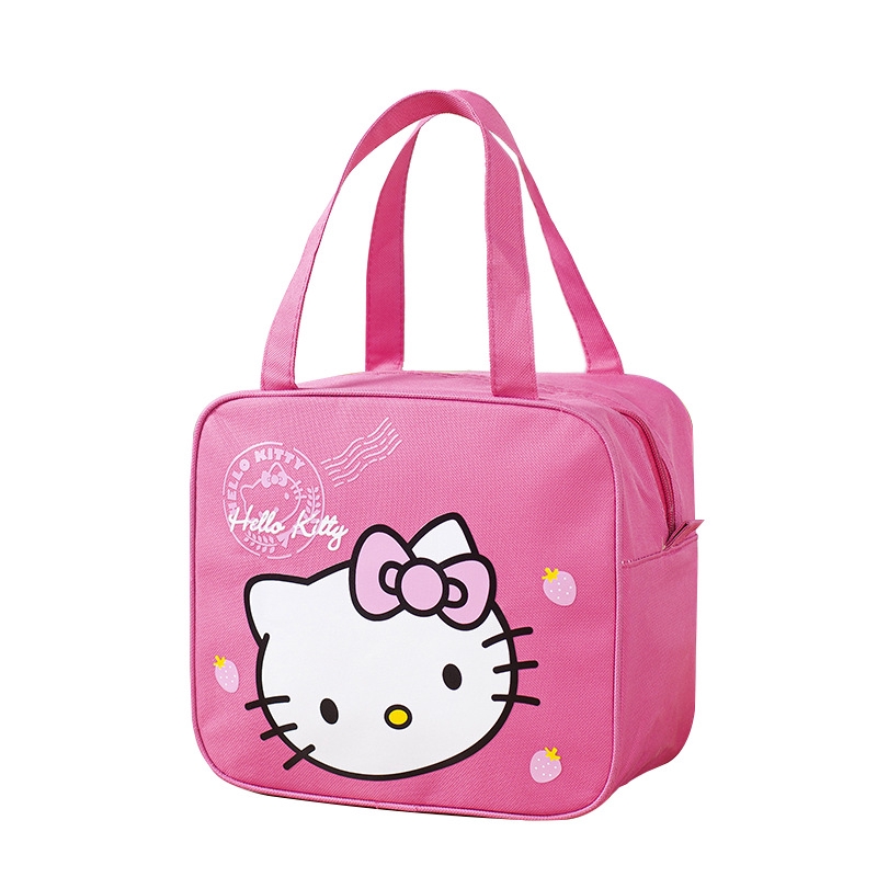 Túi đựng hộp cơm giữ nhiệt in họa tiết mèo kitty/doremon dễ thương tiện dụng