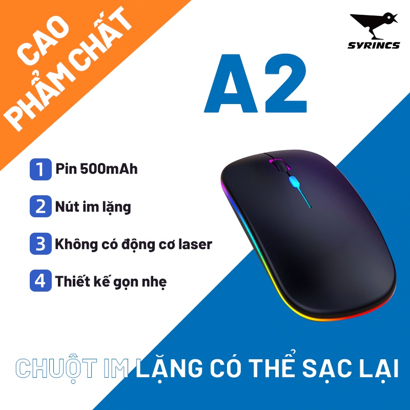 Chuột Quang Chơi Game Không Dây Có Đèn LED Sạc Bằng Cổng USB