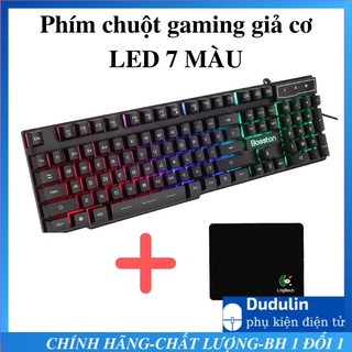 Bộ bàn phím giả cơ và chuột chuyên game tặng lót chuột  LED 7 màu (Đen)