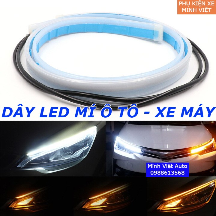 Bộ 2 Dây Đèn Led Mí Ô Tô -Xe Máy Tích Hợp Xi Nhan Nháy Đuổi Kích Thước 30cm 45cm 60cm Silicon Chống Nước