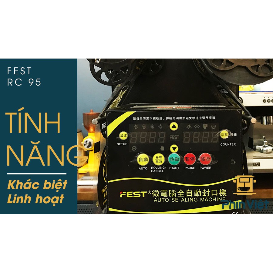 Máy dập nắp cốc ép miệng ly tự động Fest RC 95 - máy cho quán trà sữa trà chanh