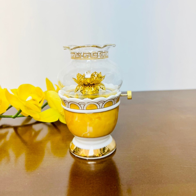 Bộ đồ thờ bạch ngọc vân vàng cao cấp ĐẠI PHÁT, bộ đồ thờ gia tiên, đồ thờ thần tài gốm sứ cao cấp, bát hương sứ