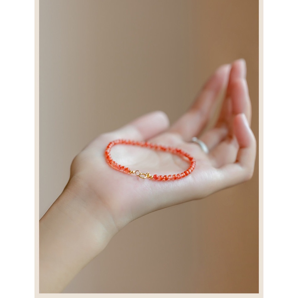 [Hàng Mới] Vòng Tay Đá Mã Não Đỏ Phong Cách Retro