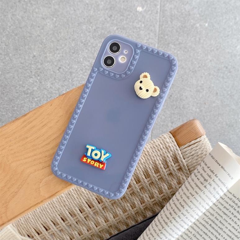 Ốp lưng iphone cạnh tim gắn charm gấu 6/6plus/6s/6splus/7/7plus/8/8plus/x/xr/xs/11/12/13/pro/max/plus/promax