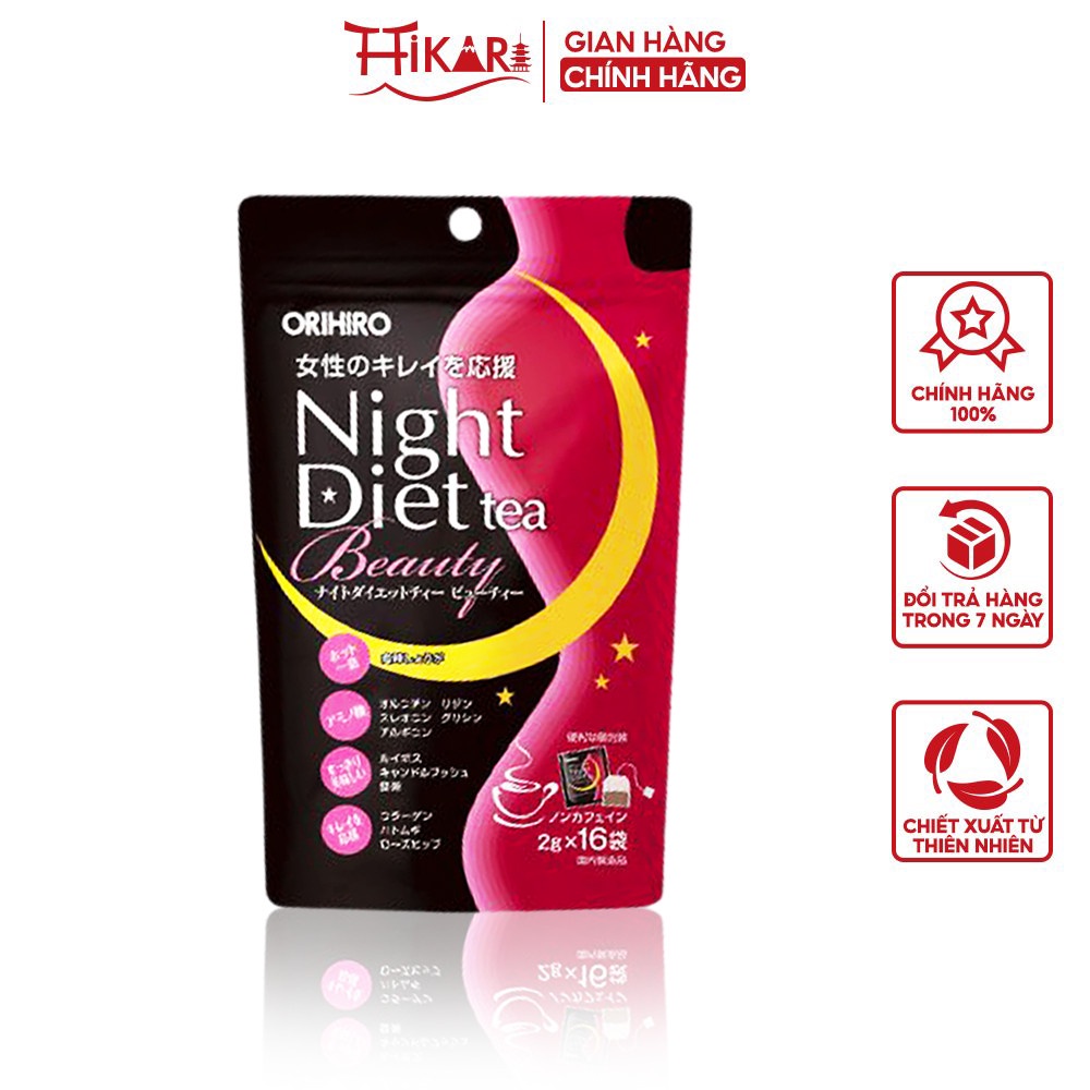 Trà giảm cân Night Diet Beauty Collagen Orihiro Nhật Bản 16 gói