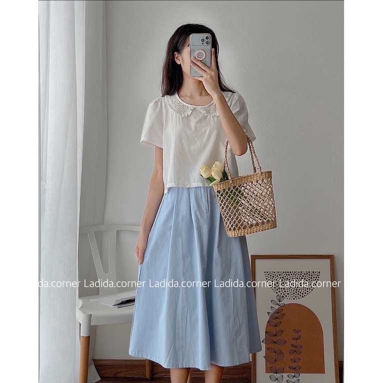 Chân váy kaki dài 1 cúc