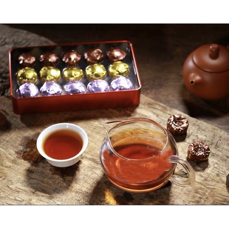 Hộp trà Phổ Nhĩ nén mix 3vị 15 viên loại hảo hạng