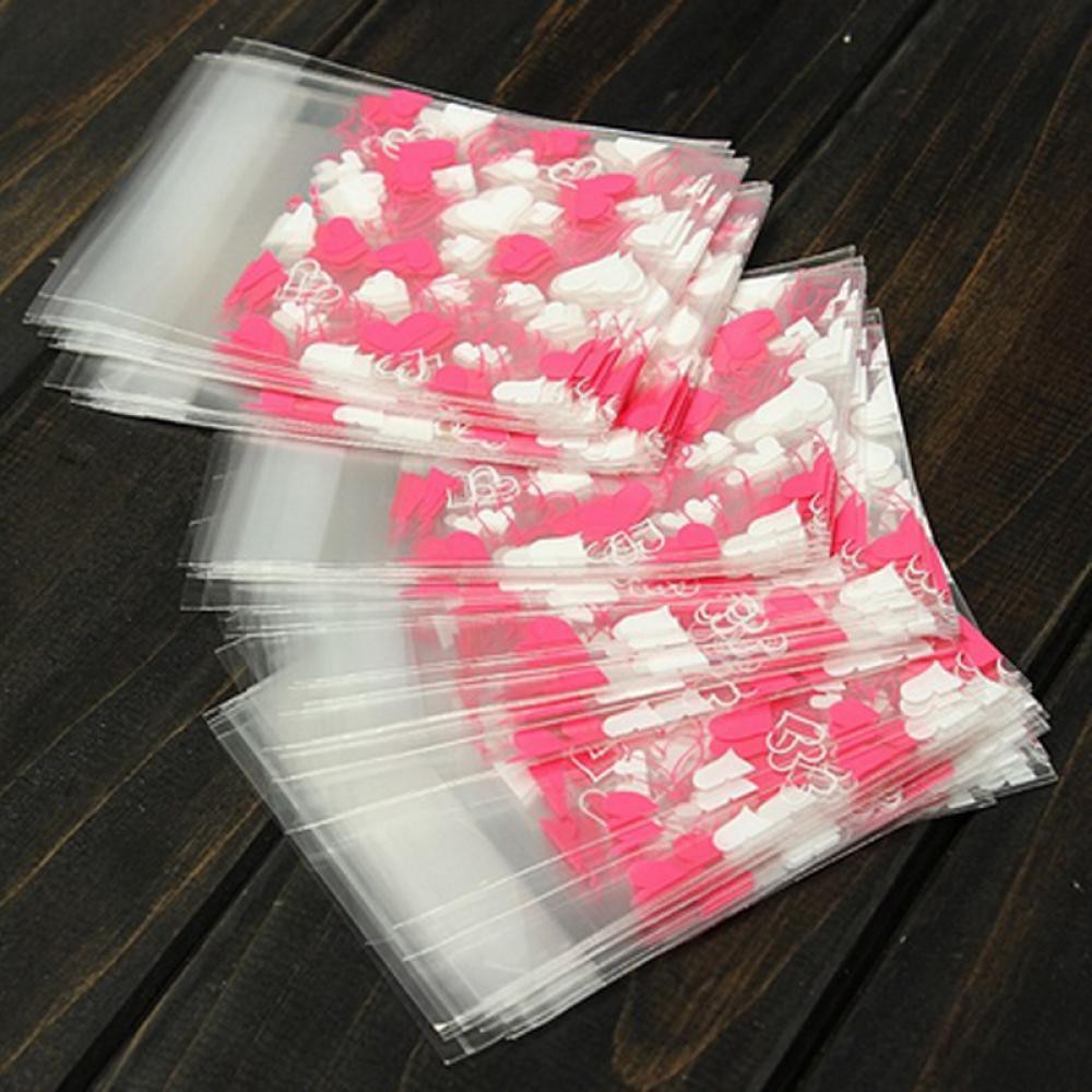 Set 100 túi đựng bánh kẹo mini trong suốt in họa tiết xinh xắn