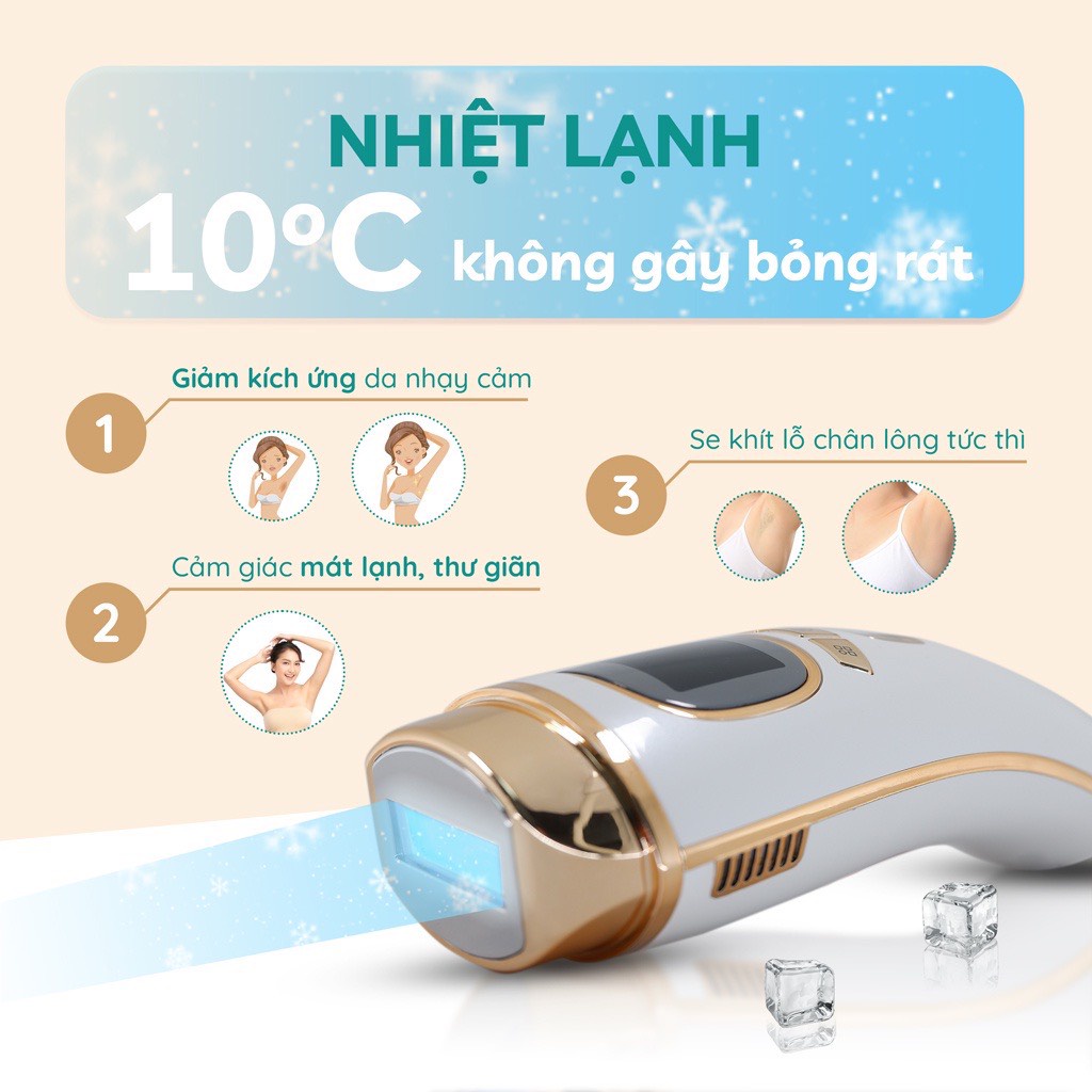 Máy triệt lông vĩnh viễn Crenot Graci X3 băng lạnh trẻ hóa da mini cầm tay nách vùng kín bikini chân IPL tại nhà