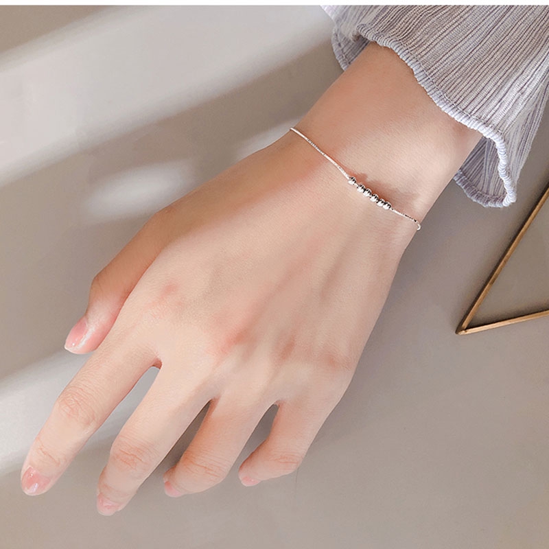 Vòng Tay Mạ Bạc 925 Xỏ Hạt Đá Memindahkan Dành Cho Nữ