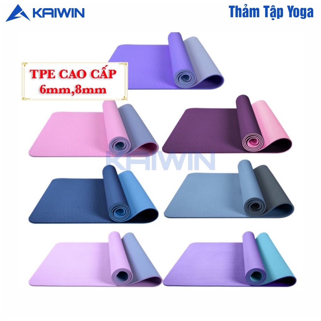 Thảm Tập Yoga Chống Trượt Cao Cấp KAIWIN Chất Liệu Cao Su Non Nguyên Khối Giúp Cột Sống, Đầu Gối Và Khủy Tay