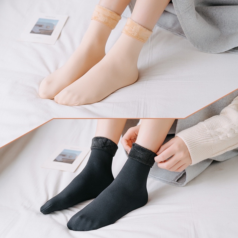 Tất nữ Hàn Quốc, Tất cổ cao, vớ nữ lót nỉ bông siêu ấm chất dày dặn