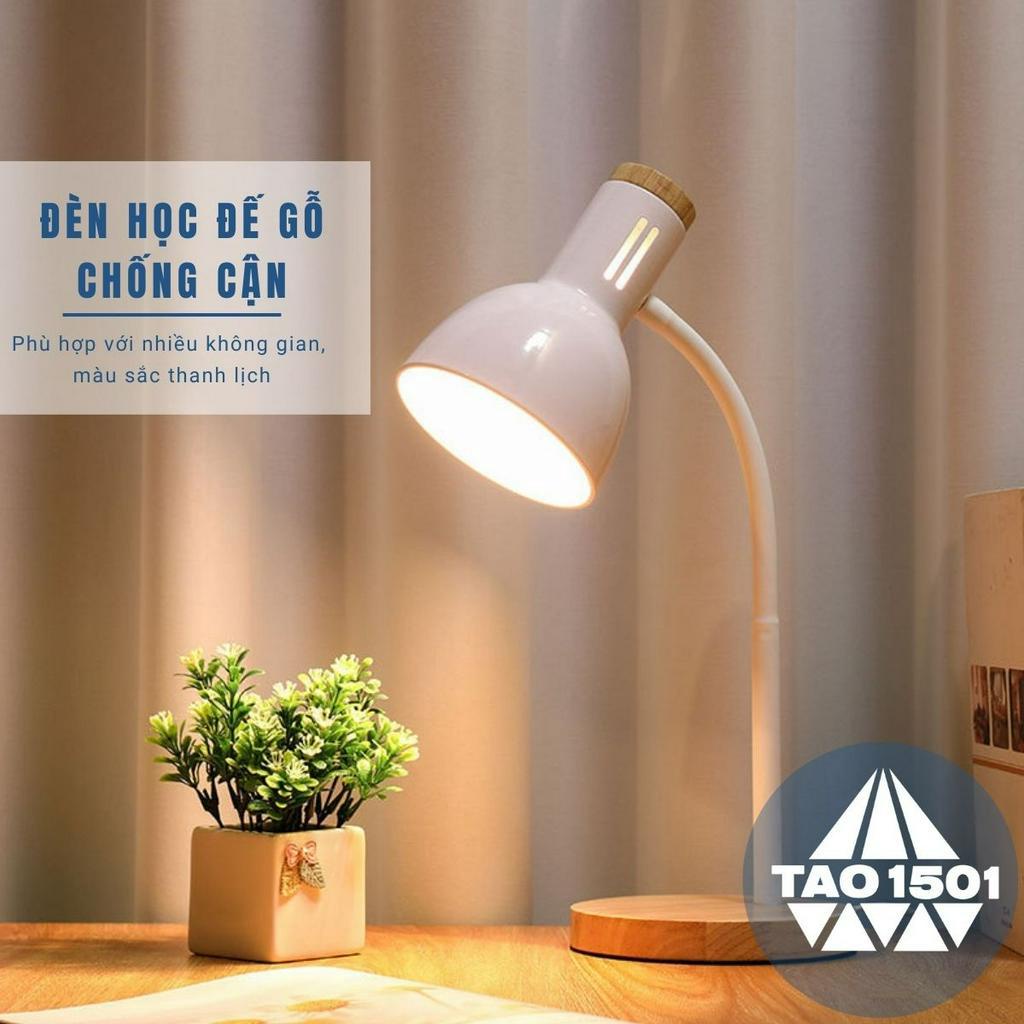 Đèn bàn học đế gỗ, đèn led để bàn làm việc đọc sách Tao1501 - Phù hợp bảo vệ mắt, chống cận, decor - BA010