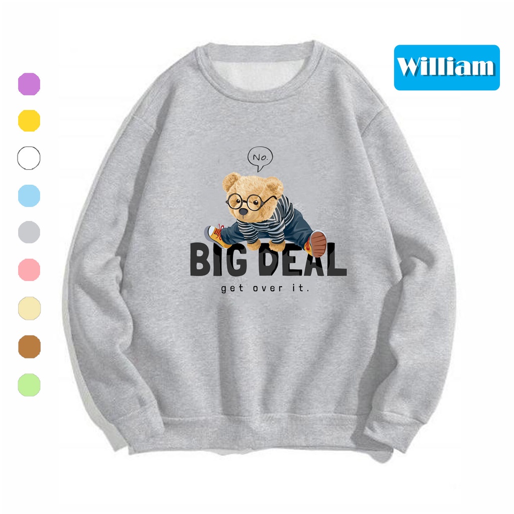 Áo sweater nam nữ in hình Gấu dễ thương chất nỉ dày dặn, hợp làm áo cặp William - DS174