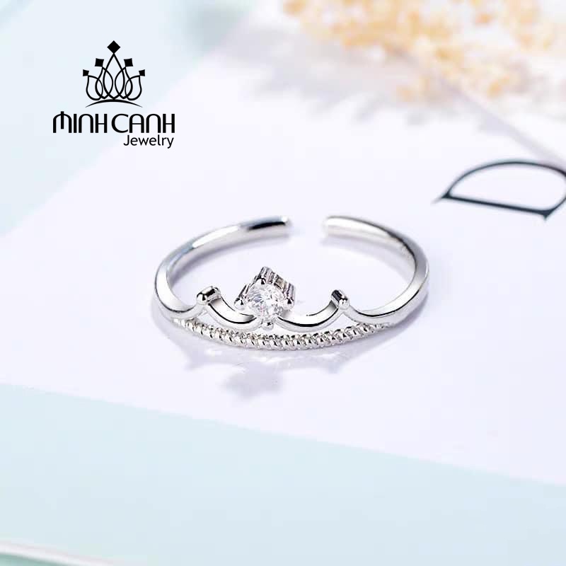 Nhẫn Bạc Vương Miện Viên Đá Nhỏ Minh Canh Jewelry