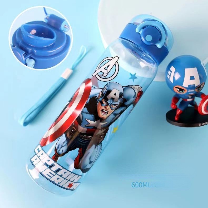 Bình Nước Họa Tiết Hoạt Hình Disney Đáng Yêu Dành Cho Bé | Bình Nước Thể Thao Hình Người Nhện Độc Đáo Cho Bé 600ml