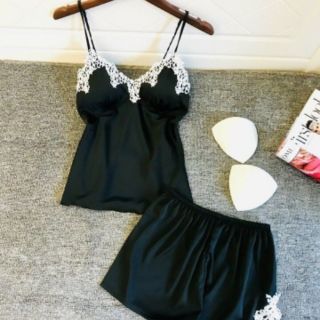 ĐỒ NGỦ ♥️FREESHIP♥️ ĐÙI LỤA 2 DÂY PHỐI REN SEXY