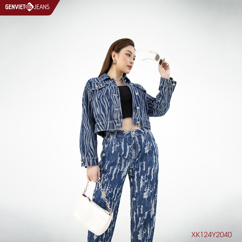 Áo Khoác Nữ Crop Top Oversize GENVIET XK124Y2040