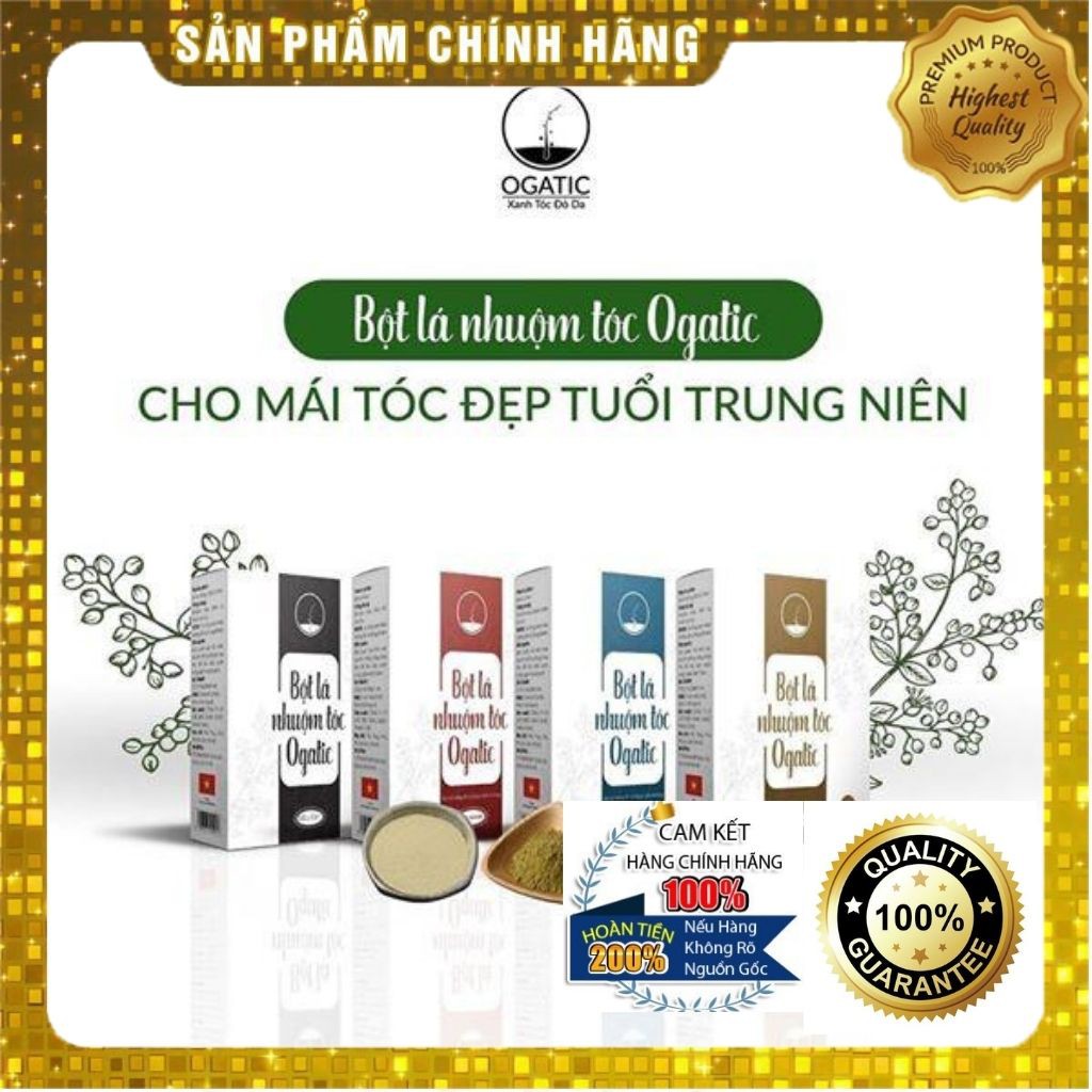 Thuốc Nhuộm Tóc Thảo Dược Từ Thiên Nhiên Bột Lá Nhuộm Tặng 2 Gói Lá Thơm Gội Đầu 100% dạng bột dễ sử dụng