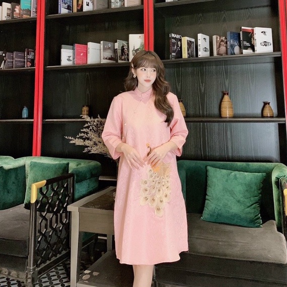 Váy bầu thiết kế cách tân cao cấp cho mẹ bầu diện tết - Đầm bầu dự tiệc công sở thiết kế