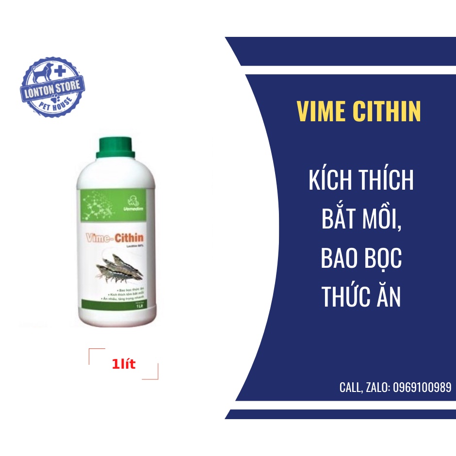 VEMEDIM Vime Cithin giúp tôm ăn mồi nhiều hơn, tăng cân, mau lớn, chai 1lit - Lonton store