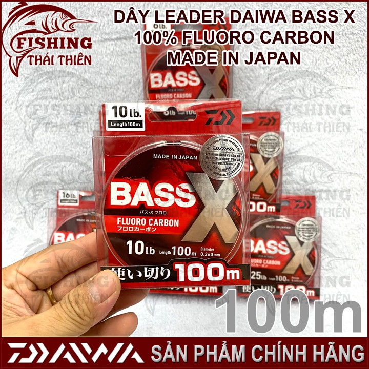 Dây Câu Cá Leader Daiwa Bass X 100% Fluoro Carbon Cuộn 100m Made In Japan