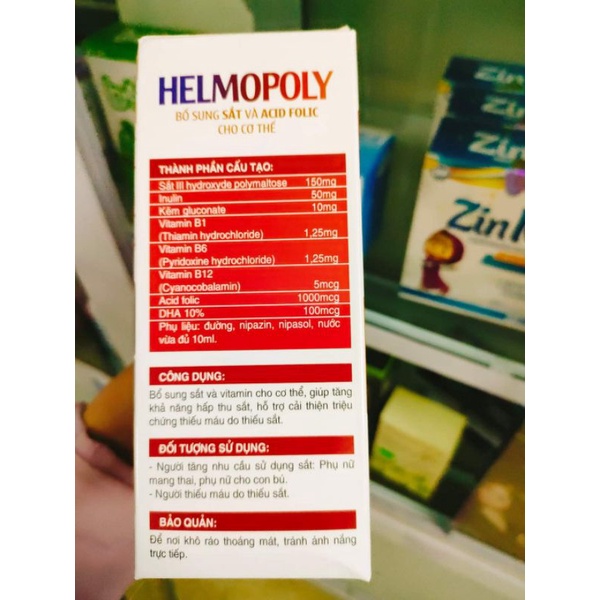 🤱Sắt nước HELMOPOLY 150mg hộp 20 ống