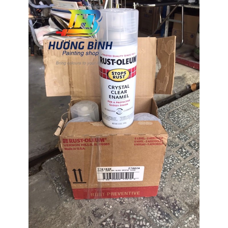 Sơn xịt chống rỉ sét Rust Oleum Stop Rust (trong suốt, không màu) - 340g