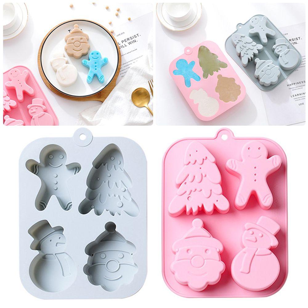 Khuôn Silicone Làm Xà Phòng / Sô Cô La / Bánh Gừng / Người Tuyết 4 Ngăn Tiện Dụng