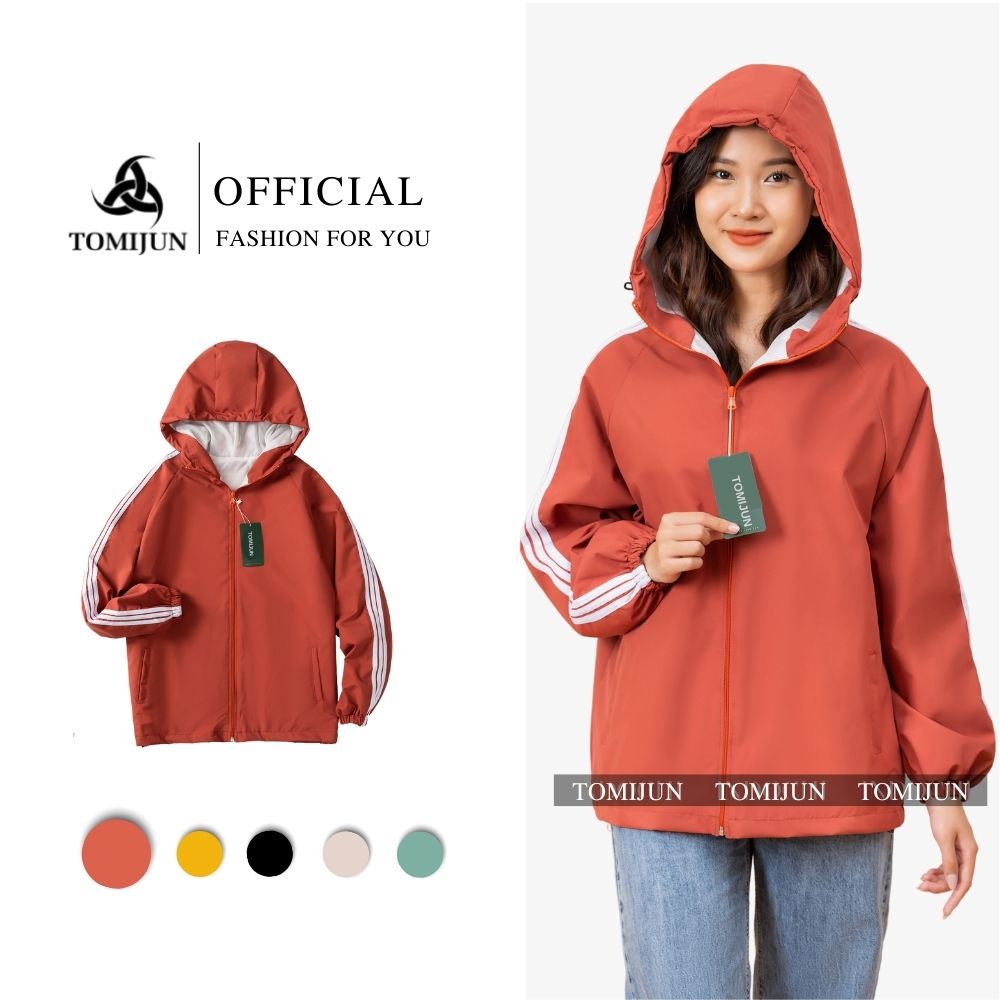Áo khoác gió nữ 2 lớp TOMIJUN khoác dù tráng bạc chống nước, thoáng khí, màu sắc đa dạng