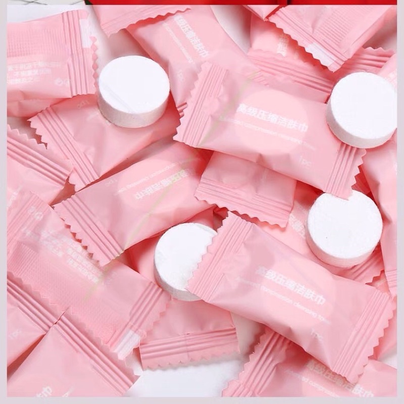 Khăn lau cotton dạng nén dùng một lần đi chơi du lịch cầm tay nhỏ gọn tiện dụng