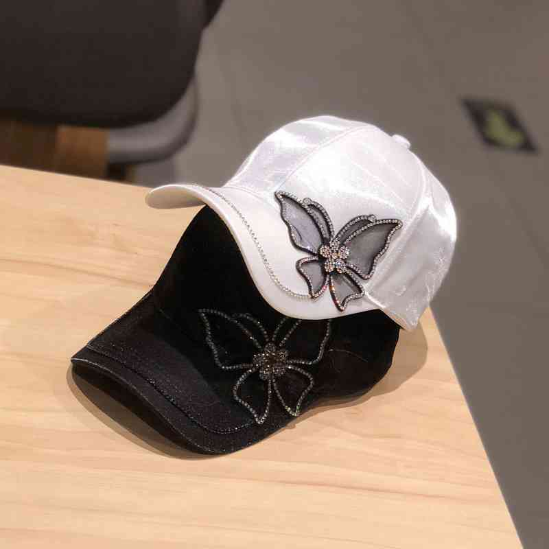 Nón lưỡi trai lụa satin đính đá điều chỉnh được thời trang dành cho nữ