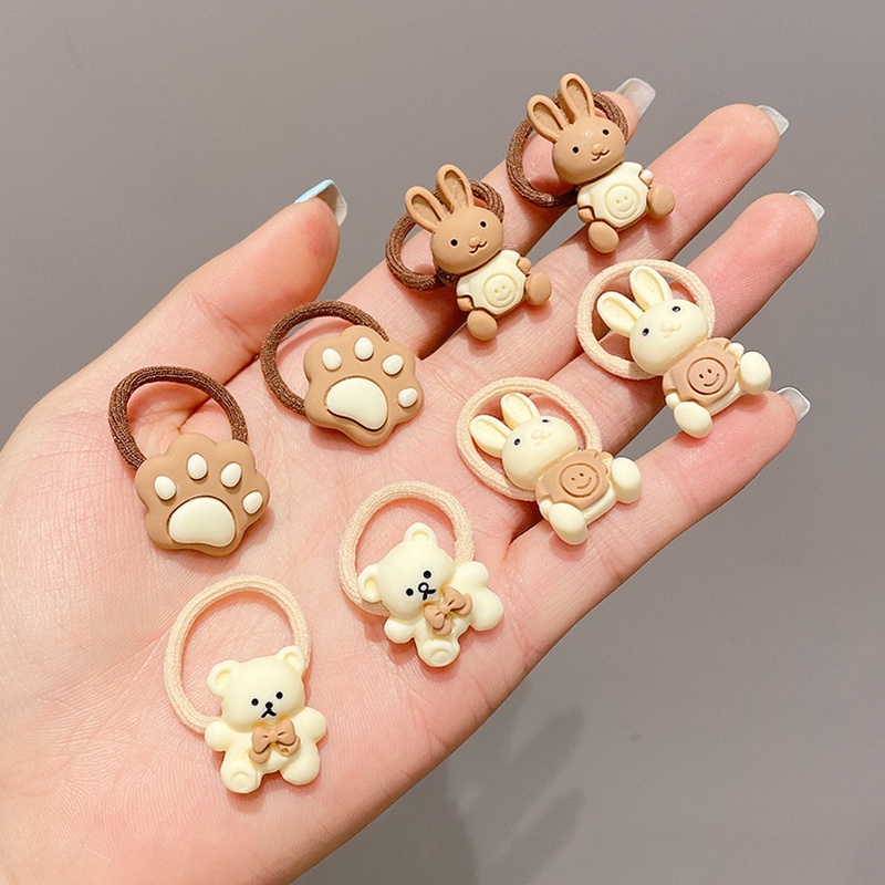 Bộ Dây Buộc Tóc Co Giãn Họa Tiết Hoạt Hình Phong Cách Hàn Quốc Cho Bé