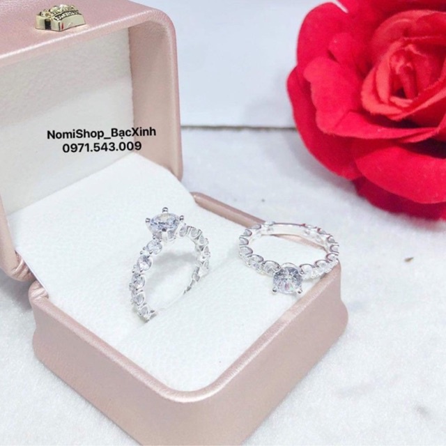 Nhẫn nữ bạc ta đính đá siêu sang lên tay xinh hết ý Mainomi Shop Bạc Xinh