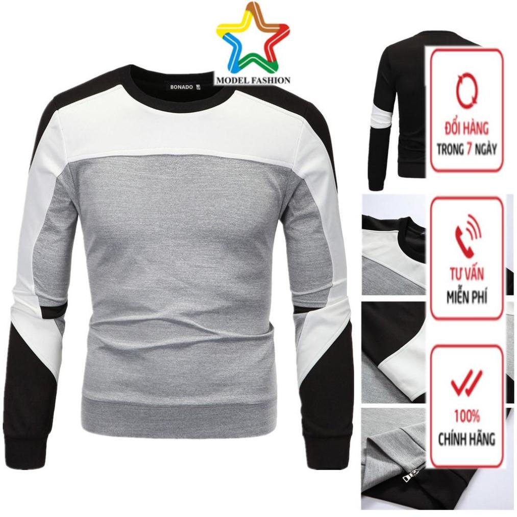 Áo thun dài tay thu đông nỉ da cá phối màu model paris AT19 - Đen, Xám, Trắng *Freeship* siêu rẻ