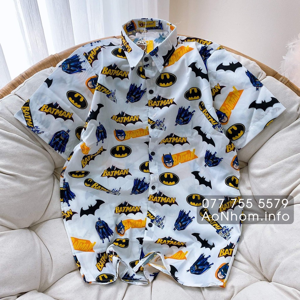 Bán Lẻ và Bán Nguyên Set (Đủ Bộ Áo và Quần) - Bat man Trắng - Có đủ size Em Bé, S, M, L, XL, XXL