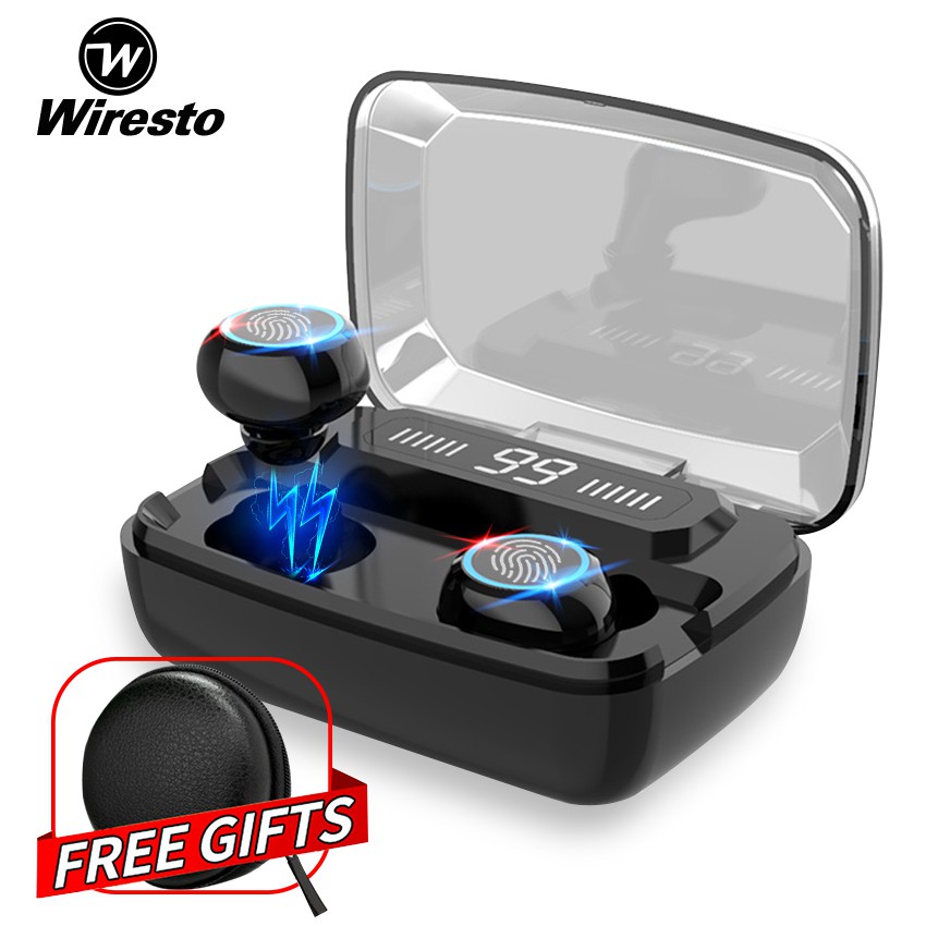 Tai Nghe Thể Thao Wiresto Bluetooth 5.0 Không Dây Cảm Ứng Chạm Tích Hợp Micro Có Hộp Sạc