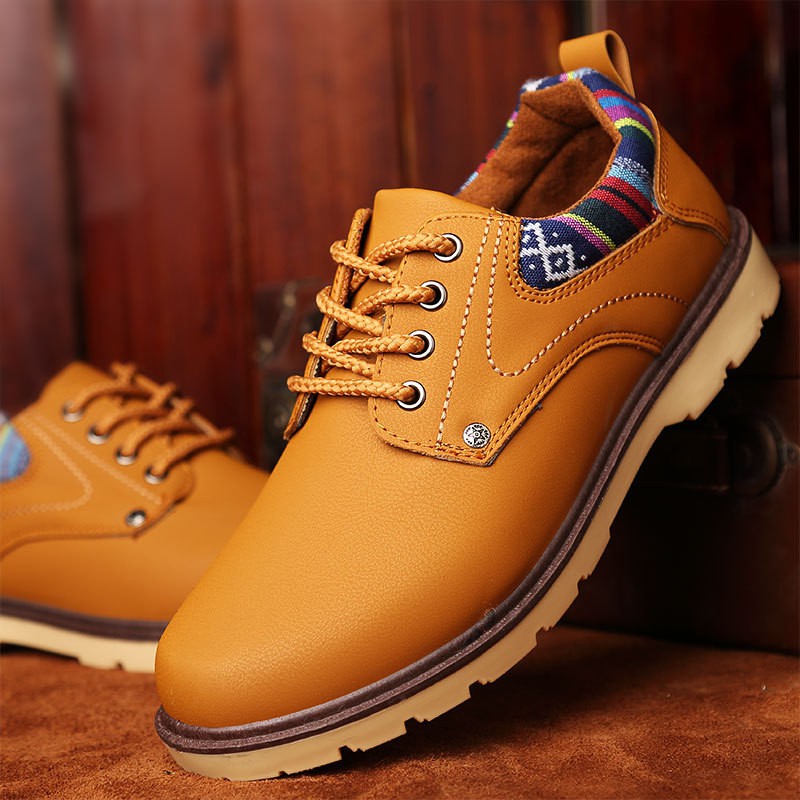 Giày Buck Lịch Lãm Gót Họa Tiết Màu Vàng | BigBuy360 - bigbuy360.vn