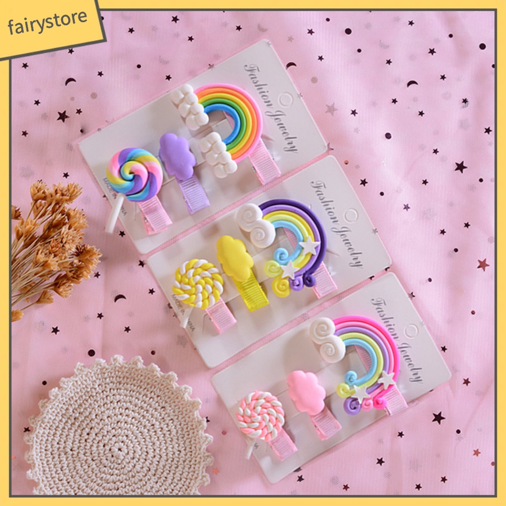 Set 3 Kẹp Tóc Màu Cầu Vồng Dễ Thương Cho Bé Gái